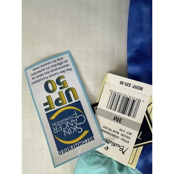 BEETLE & THREAD Blue Sun Protection Swimsuit & Hat UPF 50+ Infant Size 3 Months - Picture 2 of 3